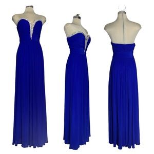 Beyond Division of Jovani Royal Blue Beaded Maxi Dress Size 12